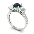 thumbnail image 2 of 1.97 ct Round Cut Natural London Blue Topaz 3 Stone 18K White Gold Womens Engagement Ring, 2 of 5