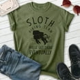 thumbnail image 2 of Sloth Hiking Team T-shirt, Unisex Women's Men's Shirt, Funny Sloth Hiking Cute Animal, Heather Military Green, Medium, 2 of 6