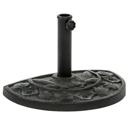 Low Profile Umbrella Base Best Choice Products 19in Half Patio Umbrella Stand Base for Standard Pole Sizes w/ Weather-Resistant Resin, Floral Accents ()