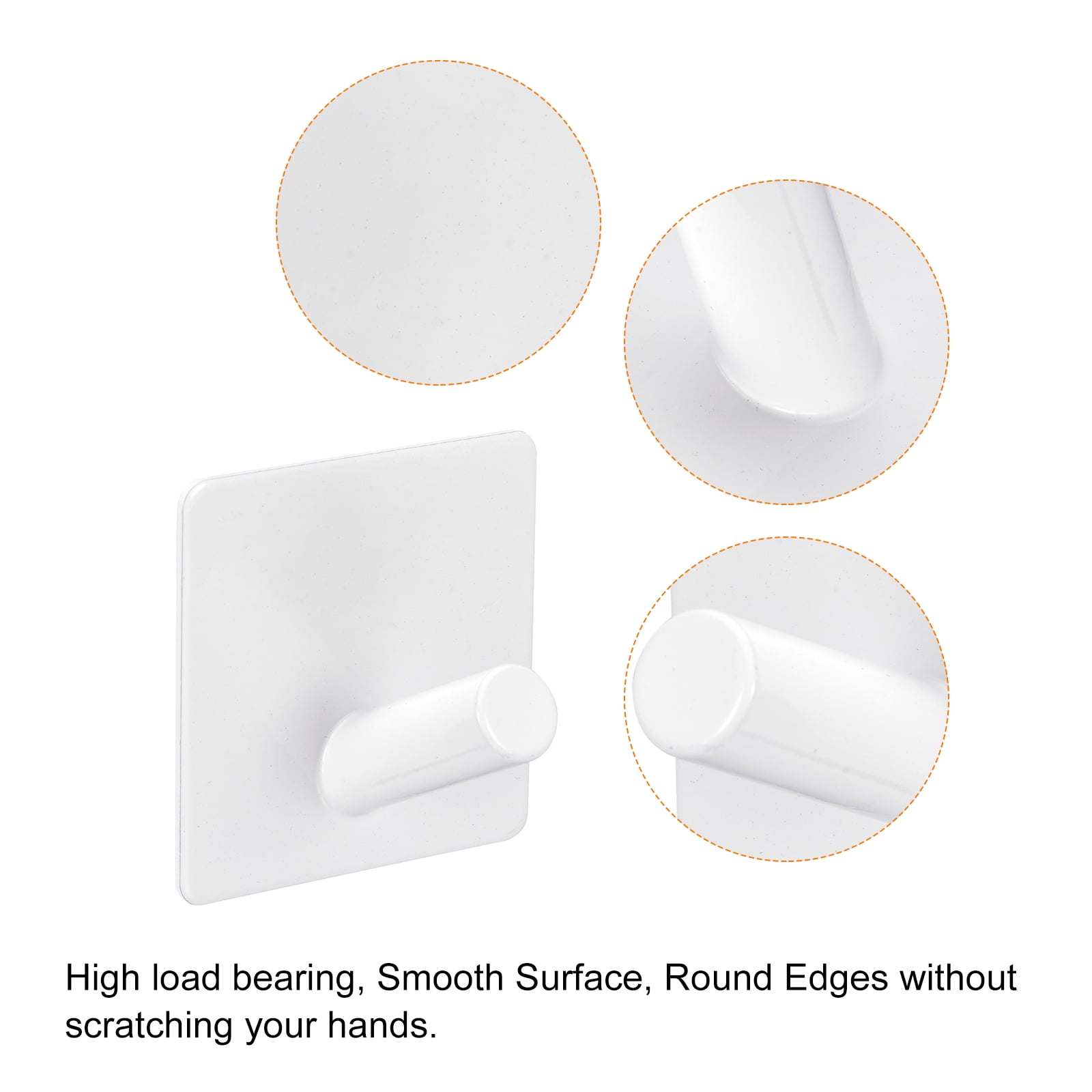 Unique Bargains Self Adhesive 304 Stainless Steel Sticky Hooks Wall Hanger White 4Pcs