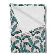 thumbnail image 2 of Tropical Soft Flannel Fleece Throw Blanket, Watercolor Style Composition of Exotic Vegetation Banana Leaves Pattern, Cozy Plush for Indoor and Outdoor Use, 50" x 70", Pale Pink and Teal, by Ambesonne, 2 of 5