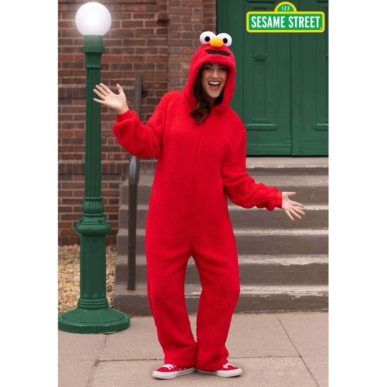 Sesame Street Elmo Adult Halloween Pajama Jumpsuit Onesie Costume