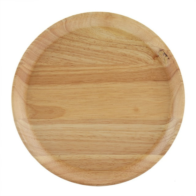 Round Wood Tea Tray Sushi Snacks Fruits Serving Plate Dish for Home Restaurant 24*24cm