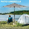 thumbnail image 3 of Patiokingdom 9 ft Outdoor Patio Umbrella with Crank Lift, Blue Stripes , Fade-Resistant Market Umbrella for Garden, Deck, Poolside, 3 of 5
