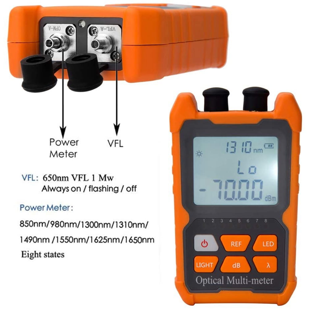 Fiber Optic Cable Tester Portable Optical Power Meter /SC/ST Universal  Interface Fiber Tester Built-In 1Mw Visual Fault Locator (OPM&VFL) 