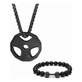 thumbnail image 1 of Collar Con Dije Disco Pesa Cadena Acero Inoxidable Negro, 1 of 5