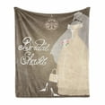 thumbnail image 1 of Bridal Shower Soft Flannel Fleece Throw Blanket, Bride Party Wedding Dress Romantic Letterings Design Print, Cozy Plush for Indoor and Outdoor Use, 60" x 80", Pale Brown White, by Ambesonne, 1 of 6