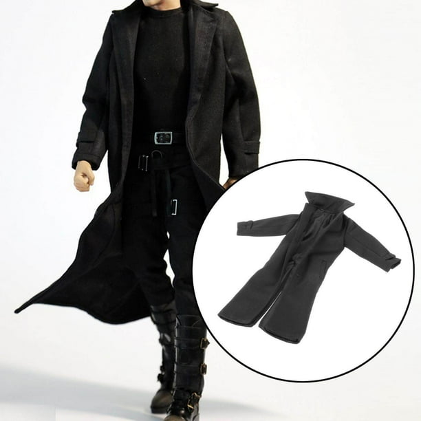 1 6 Man Wind Coat for Dress up 1 6 Female Body Dress up Male Coat Clothes TTL Enterbay 12 Action Figures Body Clothes Accs Black