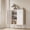 White, variant on Orange Metal Storage Cabinet, 47”H Vibrant Coffee Bar & Buffet Sideboard with Adjustable Shelves, Fun Kitchen Organizer, Ventilated Steel Cabinet with Magnetic Doors for Dining Room, Office