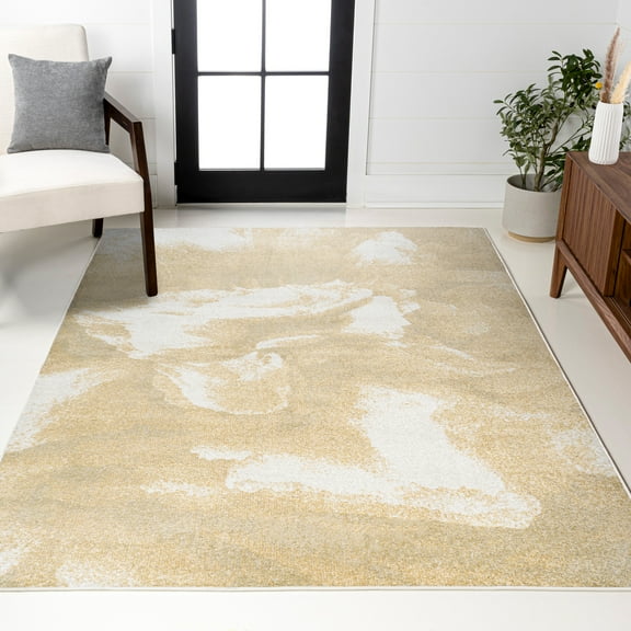 JONATHAN Y CONTEMPORARY POP 4 x 6 Area Rug, Petalo Abstract Two-Tone - Gold/Cream, CTP200E-4