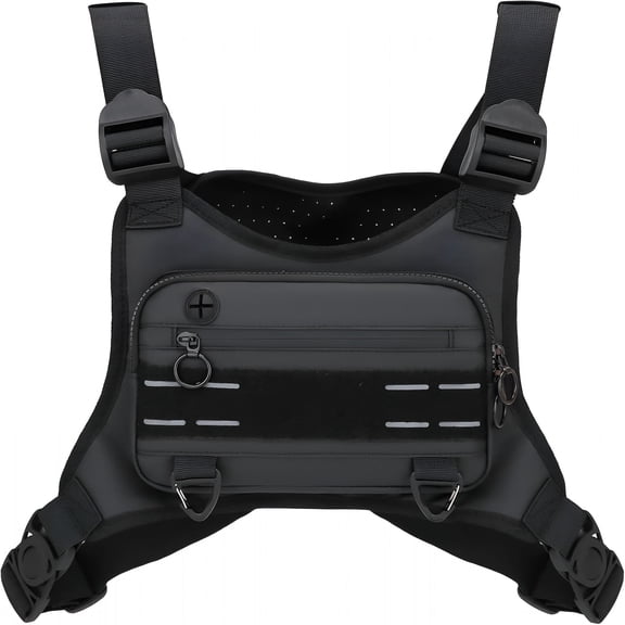 GASTROPOD Sports Chest Bag For Men, Water Resistant Lightweight Front Running Vest Bag With Built-In Phone Holder & Extra Storage For Workouts, Cycling (Black)