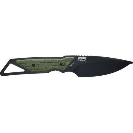 Schrade 1182497 Outback Black AUS-8 Blade Green Handle Full Tang Fixed Knife