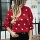 thumbnail image 4 of Gibobby Suéter mujer, uéter de cuello alto para mujer, de manga larga, acogedor, cálido, casual, ligero, suave(Rojo,CH), 4 of 5