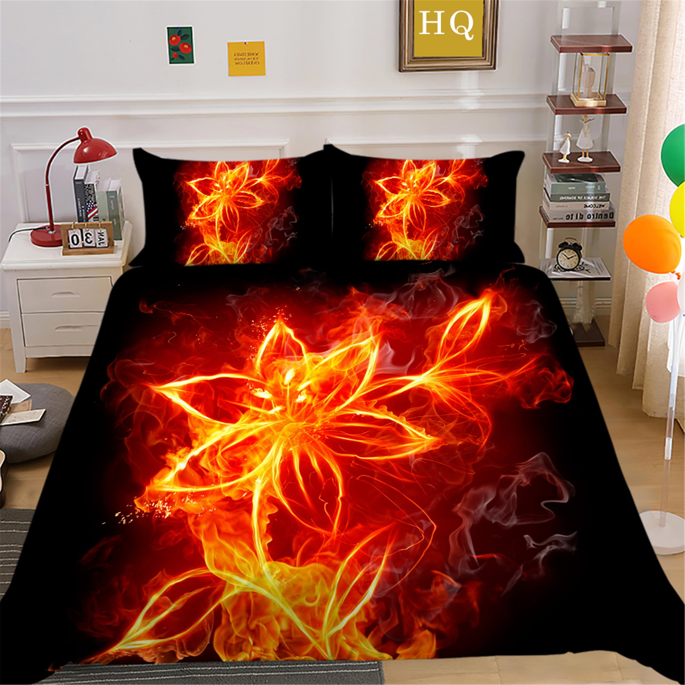 Red Flower Printed Bedding Cover Set High Quality Soft Comforter Covers