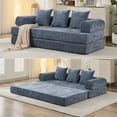 thumbnail image 4 of AOOWOW 82.5” Oversized Double Lounge Chaise,velvet Sofa Bed,Upholstered Boneless Cloud Sofa Deep Seat,No Assembly Required,Blue, 4 of 9