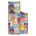 thumbnail image 2 of Multicolor Cat Head White Pattern Teens Toddler Nap Mat with Pillow, Sleeping Mat Bag for Preschool Daycare 50"x20", 2 of 6