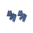 thumbnail image 2 of BemeyourBBs 2Pcs Kids Toddler Baby Girl Denim Outfits Summer Clothes Sleeveless Bow Decor Ruffle Denim Tank Tops Lace Trim Wide Legs Jeans Pants Set, 2 of 8