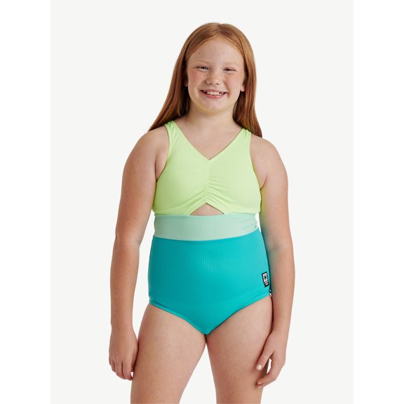 Justice Girls Cinched Color Block Swimsuit, 1-Piece, Sizes XS-XL