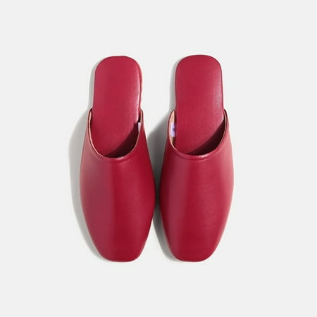 

CoCopeanut Chic Home Women Leather Slippers Comfortable Luxury Cow Leather Bedroom Shoes Floor Non-slip Mute Ladies Slides