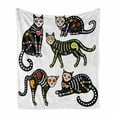 thumbnail image 1 of Sugar Skull Soft Flannel Fleece Blanket, Calavera Inspired Ornate Black Cats Mexican Style Holiday the Day of the Dead, Cozy Plush for Indoor and Outdoor Use, 60" x 80", Multicolor, by Ambesonne, 1 of 6