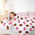 thumbnail image 4 of Manfei Classic Fashion Bowknot 7 Pieces Full Size Bedding Sets,American Rugby Print Full Size Bed in a Bag,Pink Reversible, 4 of 7