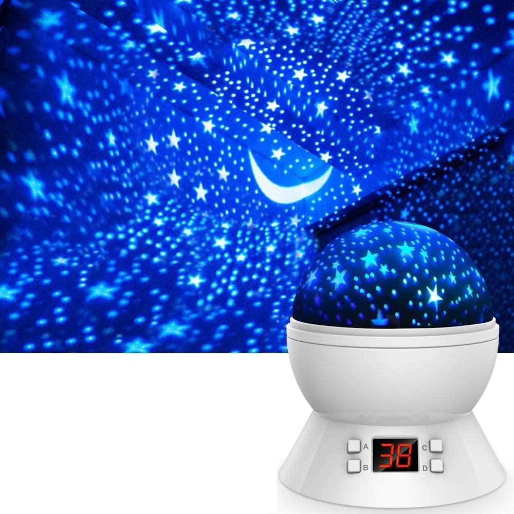 White Night Light Kids Star Projector Light Biaoyu 4 Themes 8 Lighting Modes 360 Degree Rotating for Baby Nursery Kid Room Decor Ideal Gift for Boys and Girls 