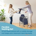 thumbnail image 5 of ECR4Kids The Surf Portable Activity Lap Desk with Mobile Storage Cart, Navy, 10-Pack, 5 of 10