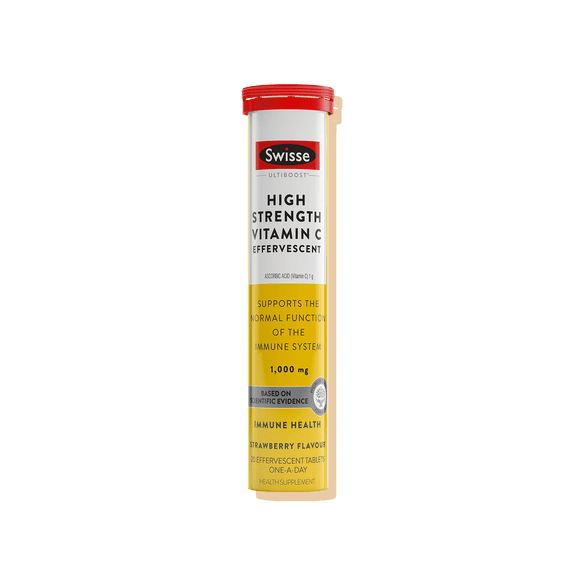 Swisse High Strength Vitamin C, Supports Respiratory & Immune Health, 60 Effervescent Tablets