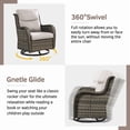 thumbnail image 5 of Patiobula Outdoor Patio High Back Swivel Glider Chair Set of 2,All-Weather Rattan Swivel Rocking Lounge Chair with Removable Cushions for Patio Porch Pool,Gray/Beige, 5 of 8