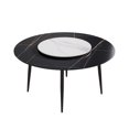 thumbnail image 5 of Magic Home 59” Black Sintered Stone Round Dining Table with 31.5” White Slate Round Turntable for 6 People with Black Sturdy Metal Legs, 5 of 6