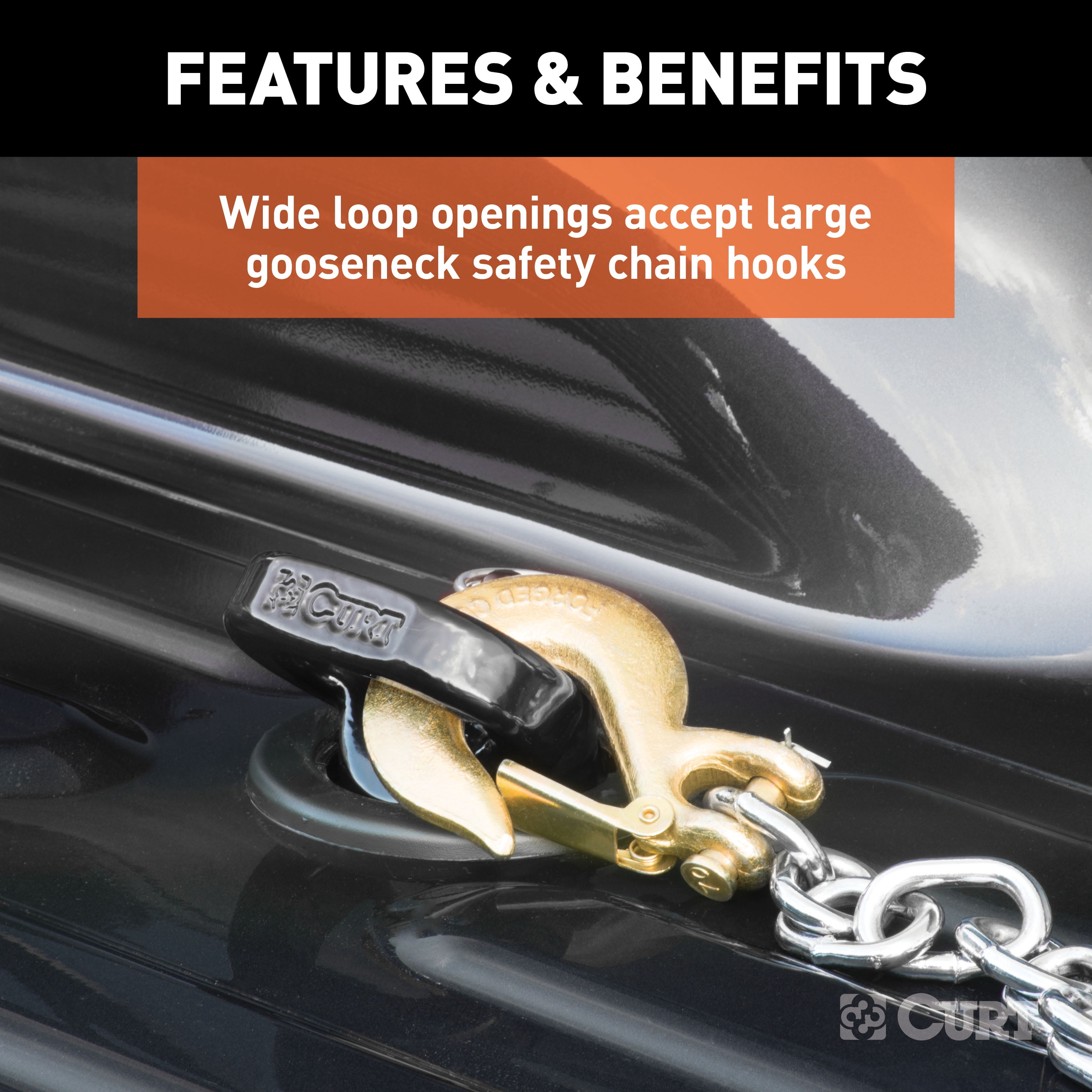 CURT OEM-Compatible Gooseneck Safety Chain Anchors for RAM