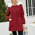 thumbnail image 4 of Winter Coats for Women Detachable Hooded Long Sleeve Coat Winter Warm Trench Outerwear Thermal Lined Jacket Fashionable Elegant Casual Winter Jackets for Women, 4 of 7