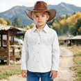 thumbnail image 6 of mgoYE Western Boys' Girls Button-Down Shirts Long Sleeve, Pearl Snap Shirt(White,7-8 Years), 6 of 9