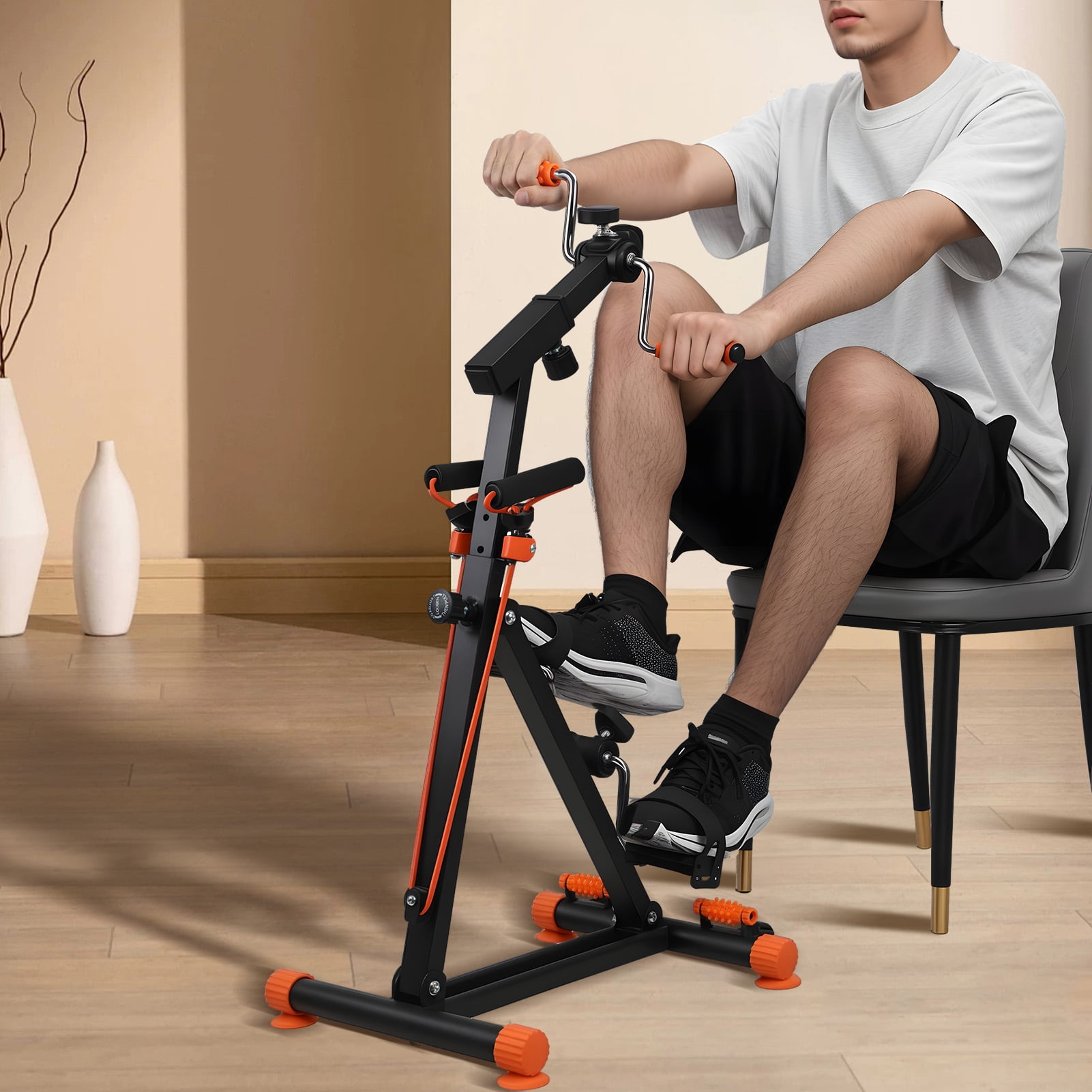 Moxufan 4 in 1 Elderly Exercise Bike,Hand Arm Leg Knee Peddler,Adjustable Upper Lower Limb Rehabilitation Machine,Action Roller Handle,Pull Rope,Swing Pedal,Foot Massage Function