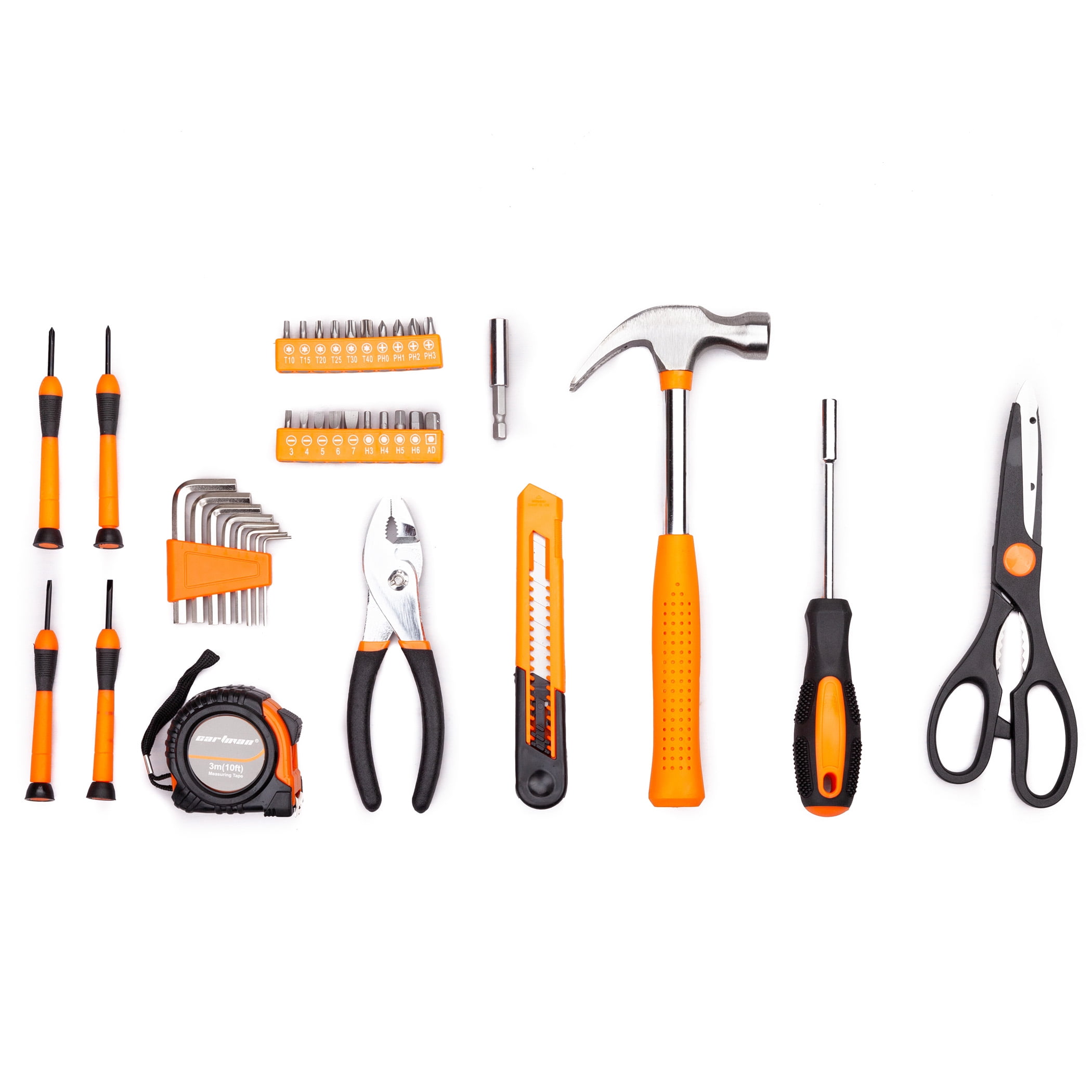 CARTMAN 39-Piece Tool Set General Household Hand Kit with Plastic Toolbox Storage Case Orange