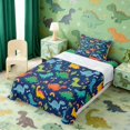 thumbnail image 5 of Manfei Cartoon Dinosaur Animals Twin Sheets,Kawaii Cactus Rainbow Bedding,Blue,3 Pieces,1 Flat Sheet,1 Fitted Sheet and 1 Pillowcase, 5 of 6