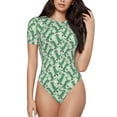 thumbnail image 1 of Balery Dinosaurs on Roller Skater Body de cuello redondo de manga corta para mujer Tops de manga corta Tops básicos-Medium, 1 of 7