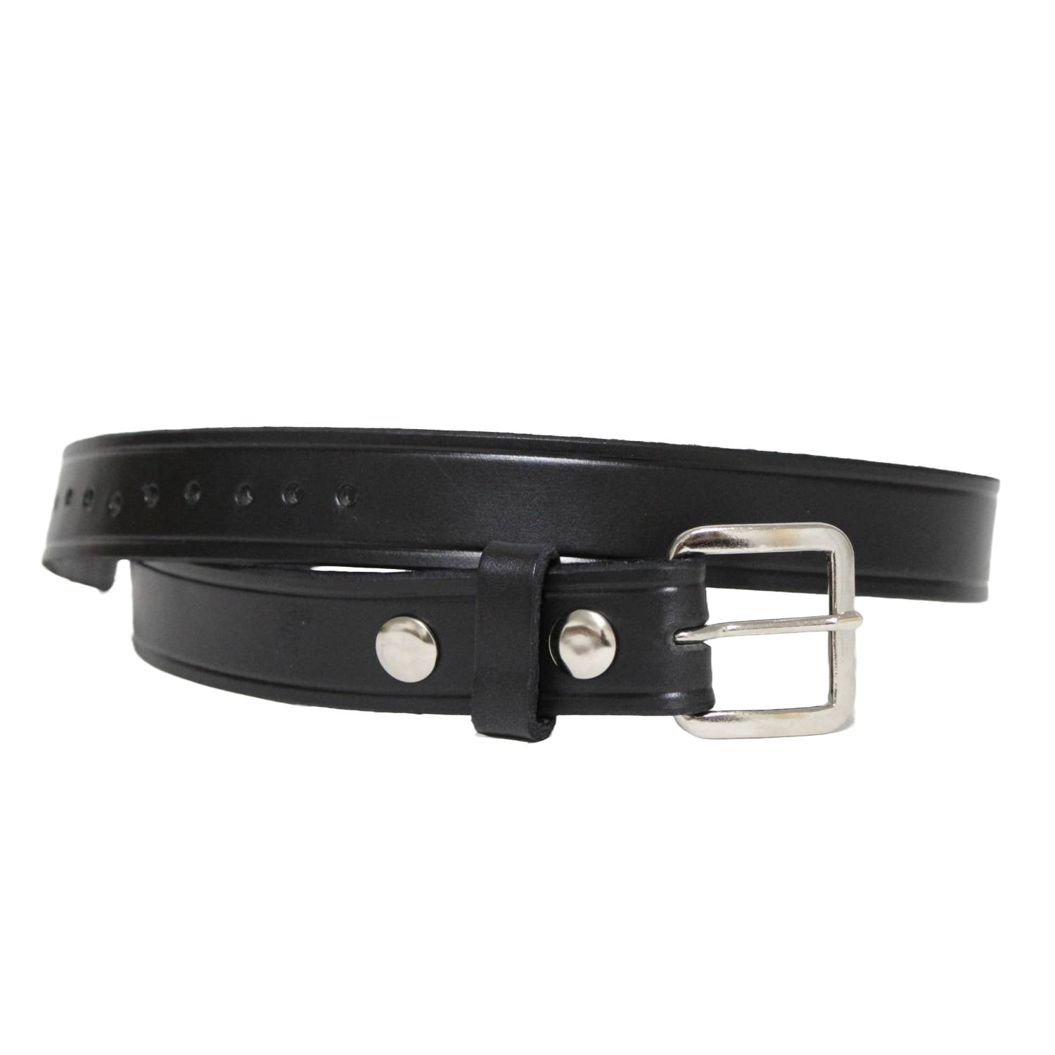 Amish-Made Cowhide Casual Leather Belt Work Belt with Chrome Buckle and Snaps 1/8 Thick and 1.25 Wide Black 48