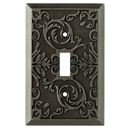 Allen   Roth W27108-904 Fairhope Heirloom Silver Single GFCI Decora Cover Plate