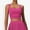 Pink, variant on Women's Pleated Detail Square Neck Sports Bra with Wide Straps and Fitted Design- Large, Navy