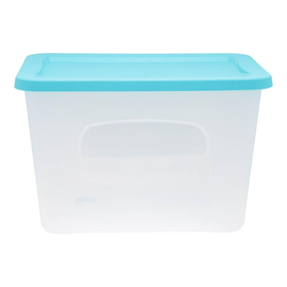 Caja Plástico Italhome 37.5X59X46 Cm Azul Aqua Con Tapa