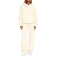 thumbnail image 5 of Lmueinov Plus Size Two Piece Sets for Women Hoodies Wide Leg Pants Outdoor Workout Lounge Set Solid Soft Fleece Long Sleeves Sweatshirts with Pockets, 5 of 6