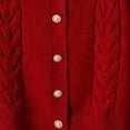 thumbnail image 5 of Vynhevius Women's Crew Neck Sweater Cable Knit Solid Pearl Button Down Cropped Fall Winter Casual Tops, 5 of 5