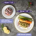 thumbnail image 2 of MATANA 60 PC Reusable Gold Plastic Plates with White Gold Rim - 30 Dinner Plates 10.25" Inch, 30 Salad Dessert Appetizer Plates 7.5" Inch, Heavy Duty, Elegant, Premium for Parties, Wedding & Events, 2 of 6