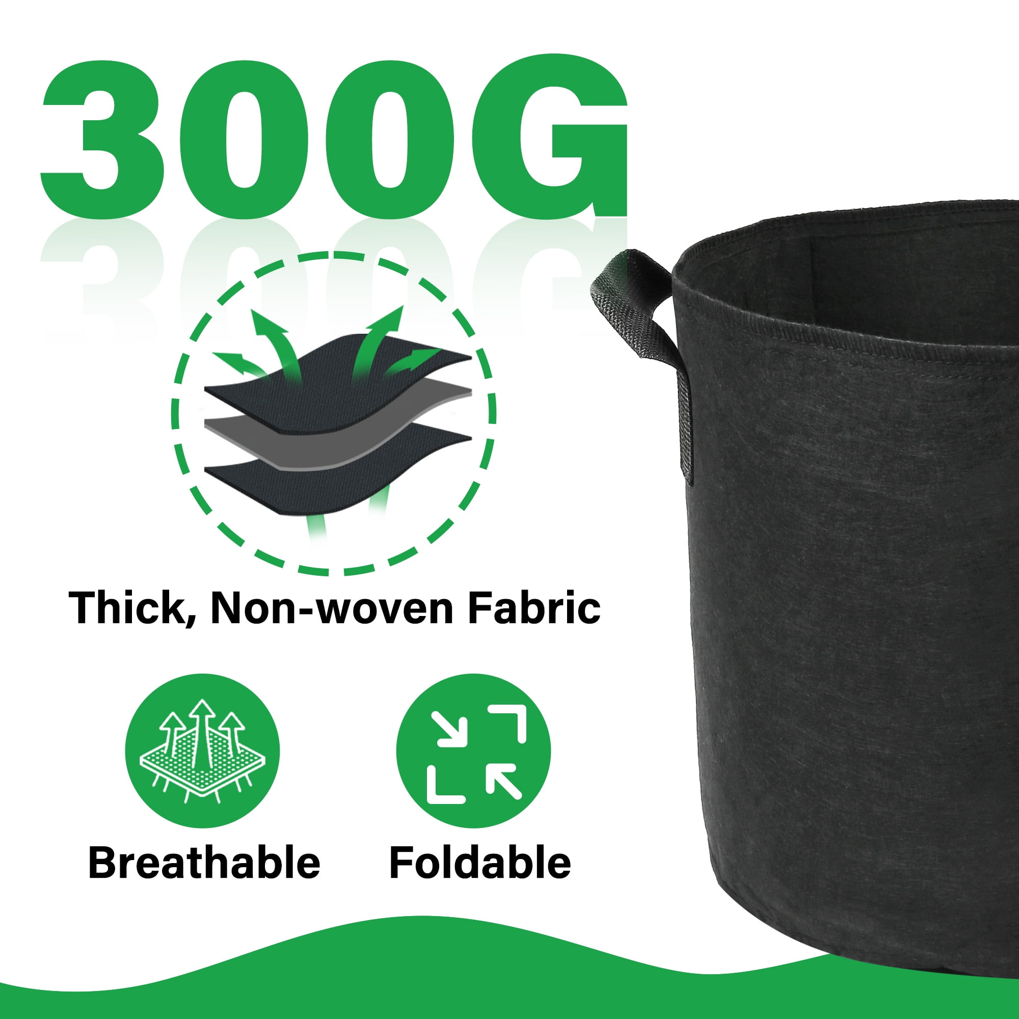 LotFancy 5Pack 20 Gallon Grow Bags, Nonwoven Plant Fabric Pots,Garden Vegetable Planter Container