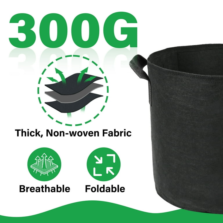 LotFancy 5-Pack 20 Gallon Grow Bags, Black photo 4