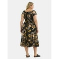 thumbnail image 2 of Terra & Sky Women's Plus Flutter Sleeve Midi Tiered Dress, Sizes 0X-5X, 2 of 4
