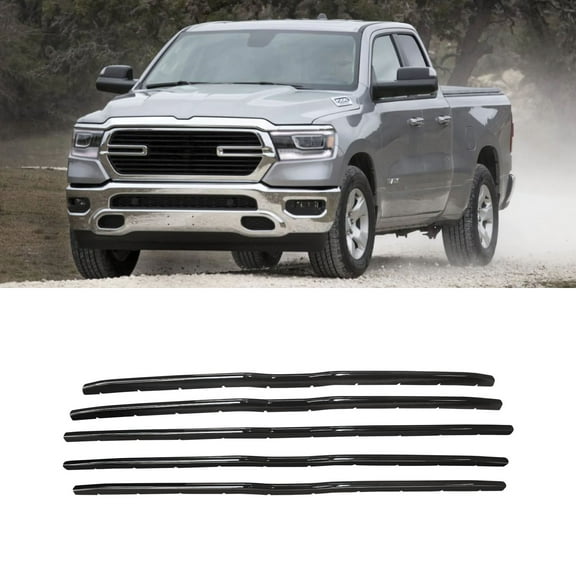 NINTE Grille Covers for 2019-22 Dodge RAM 1500 Gloss Black Grill Overlay Trim 5PCS