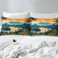 thumbnail image 4 of Snow Mountain Sheet Set Japanese Style Bedding Set Lake Trees Jungle Landscape Bed Sheets Teens Room Decor Soft Polyester Bed Set (Full Flat & Fitted Sheet with 2 Pillow Case), 4 of 6