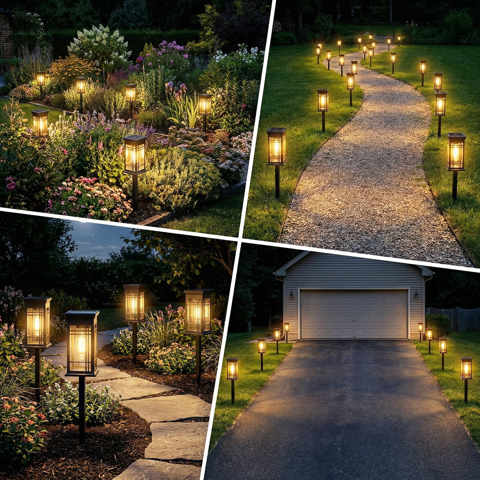 Fohil 4 Pack Solar Lights Outdoor Waterproof ,Solar Landscape Pathways Lights Waterproof LED